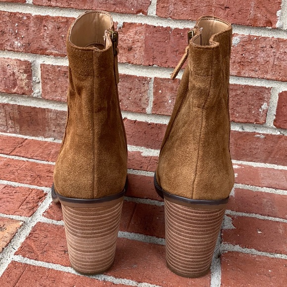 Franco Sarto Fawn Tan Suede High Ankle Booties - Picture 5 of 14